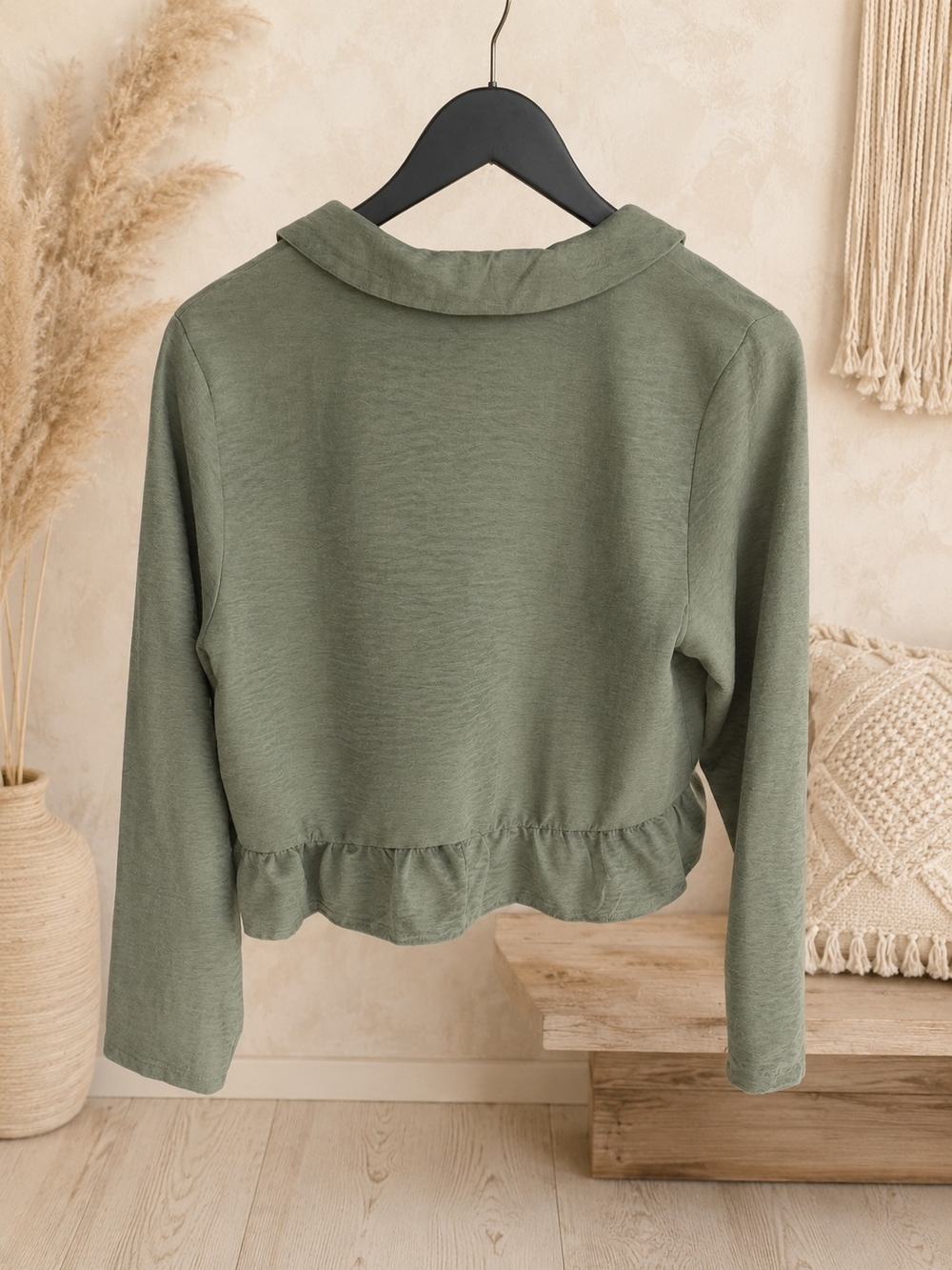Olive Ruffle-Hem Button Front Shirt - Picture 5 of 5
